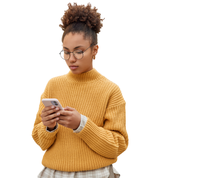 Woman looking at smartphone