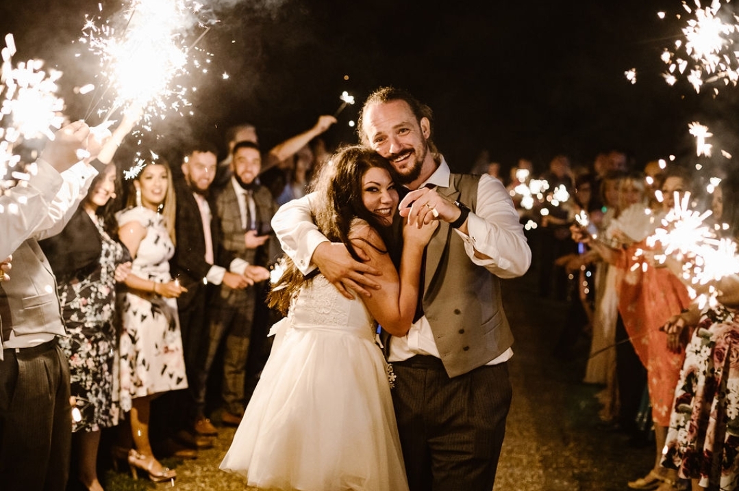 Wedding celebration with sparklers