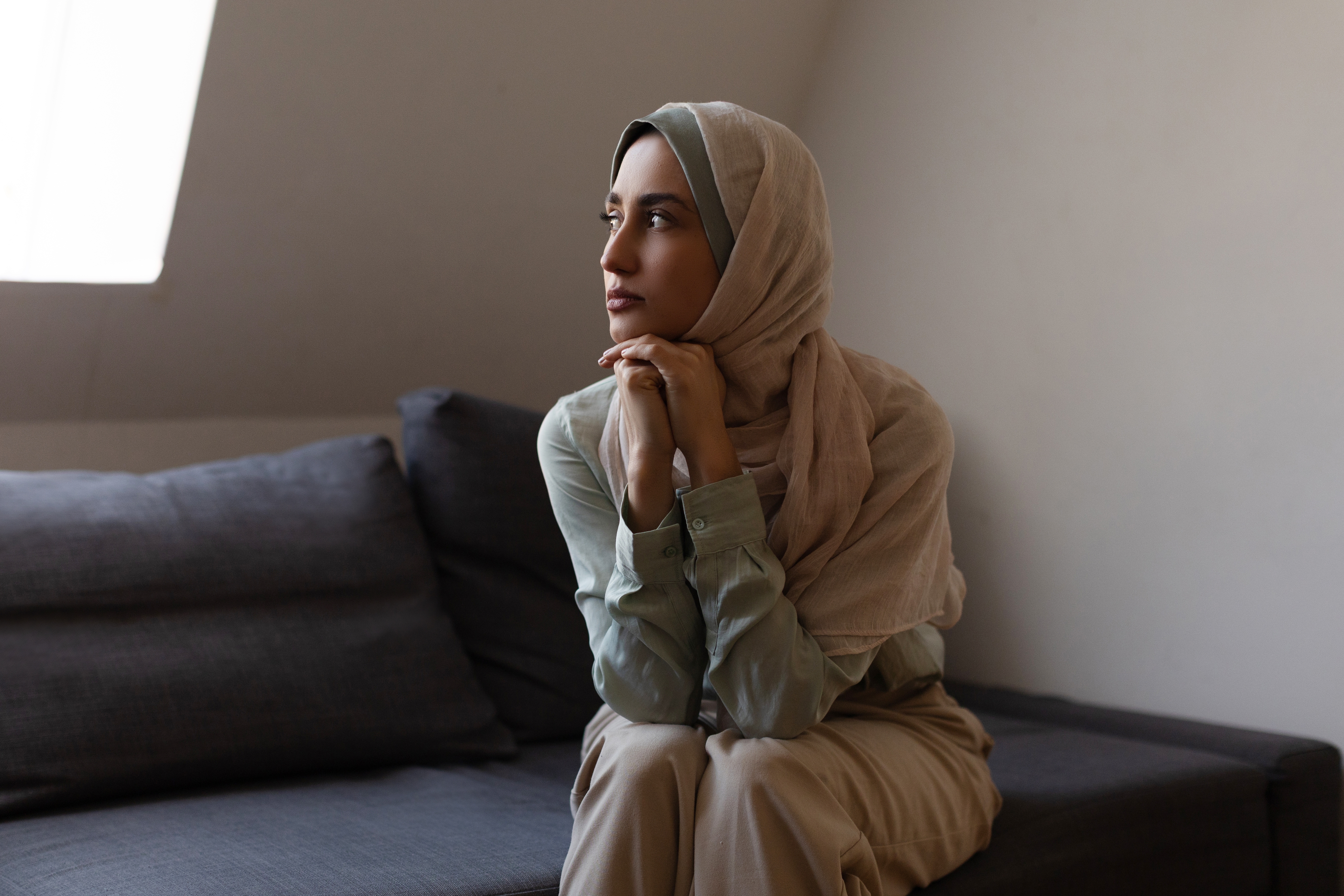 Woman looking off to the side