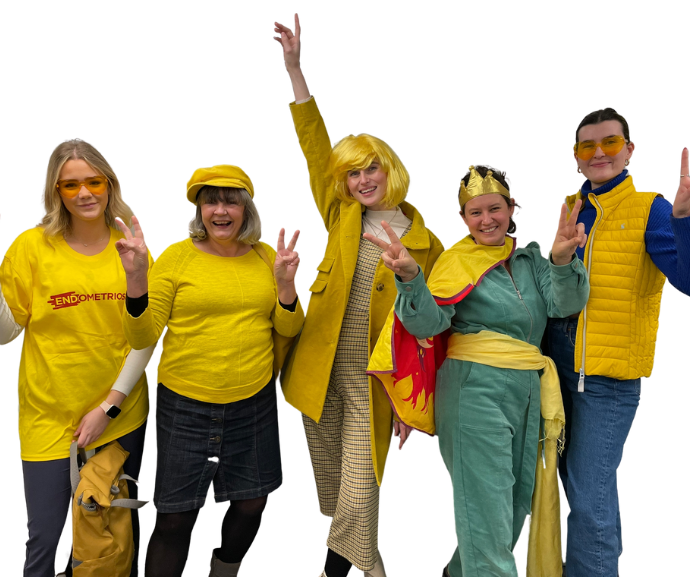 Group of people in yellow fancy dress