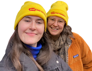 two women with Endometriosis UK hats