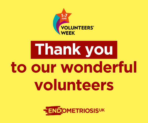 Red text on a  yellow background reads Thank you to our wonderful volunteers