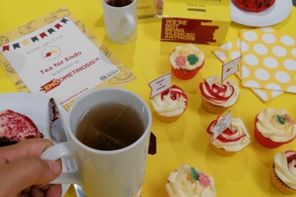 Tea for Endo table with tea and cupcakes