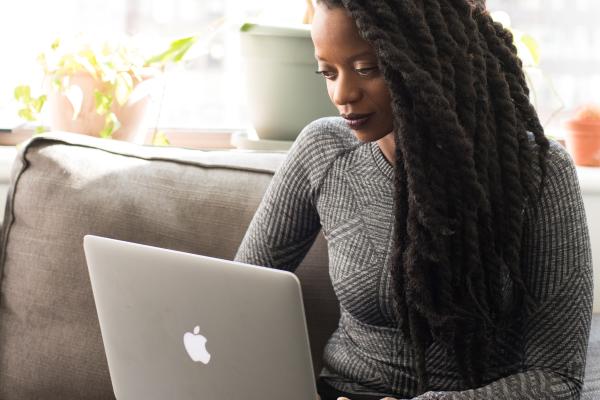 volunteer on laptop