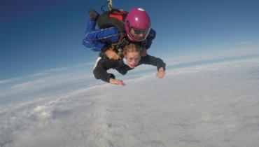 A person skydiving